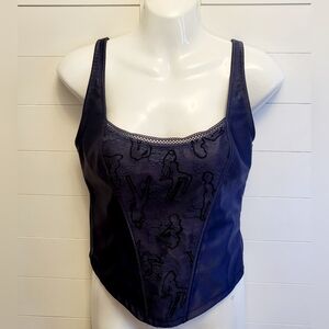 NWT Savage x Fenty x Adam Selman Lace Up Corset Sz Large Blue Flock U Up Bustier